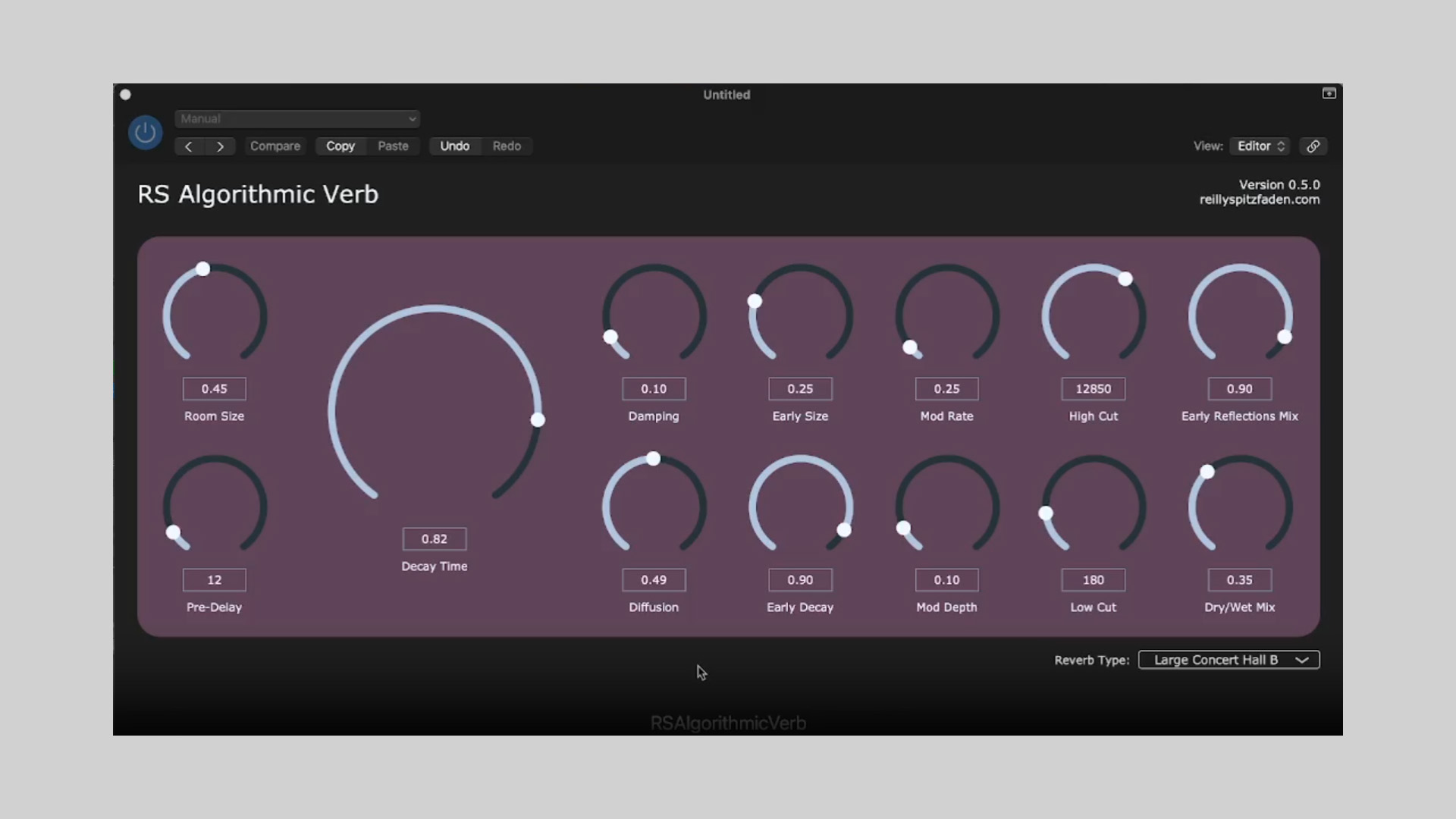 Reilly Spitzfaden Releases RSAlgorithmicVerb Free Algorithmic Reverb Plugin
