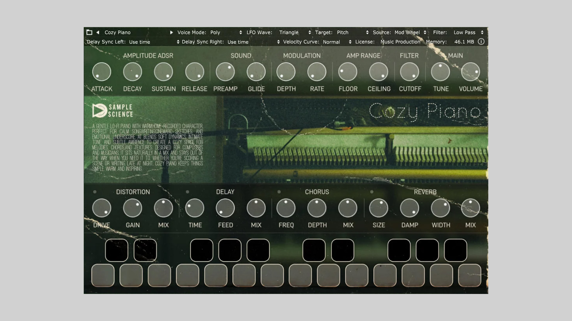 SampleScience Intros Cozy Piano Free Lofi Upright Piano Plugin