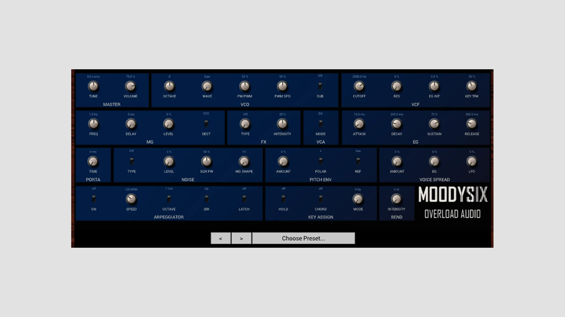 Overload Audio Releases MOODYSIX Free 6-Voice Poly Analog Synth Plugin